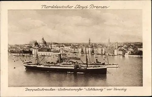 Ak Venezia Venedig Veneto, Dampfschiff Schleswig, Norddeutscher Lloyd Bremen