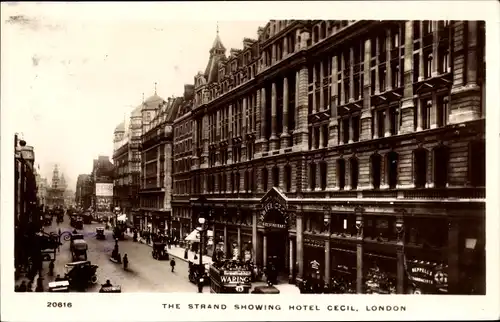 Ak London City England, The Strand showing Hotel Cecil