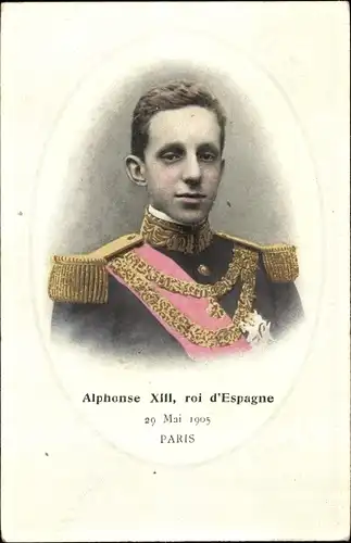 Ak König Alfons XIII. von Spanien, Portrait in Uniform