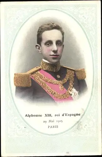 Ak König Alfons XIII. von Spanien, Portrait in Uniform
