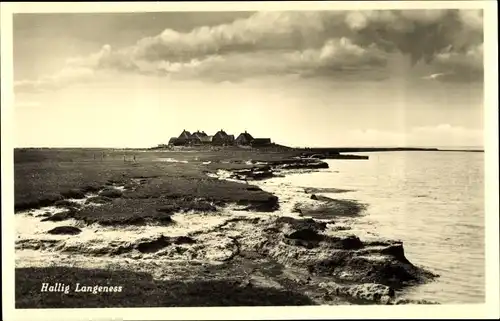 Foto Ak Hallig Langeneß Nordfriesland, Gesamtansicht