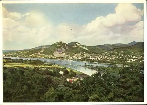 Ak Niederdollendorf Königswinter am Rhein, Panorama mit Siebengebirge
