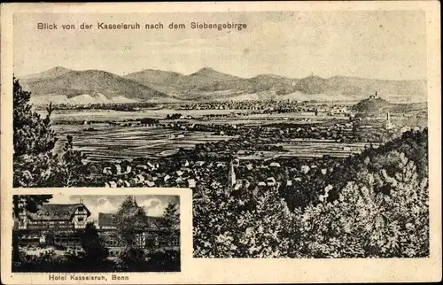 Ak Bonn am Rhein, Hotel Kasselsruh, Panorama mit Siebengebirge