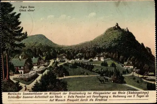 Ak Königswinter am Rhein, Schloss Drachenburg, Nordische Sommerhäuser im Wildpark der Drachenburg