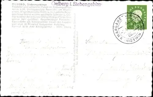 Ak Margarethenhöhe Königswinter am Rhein, Ölberg, Siebengebirge