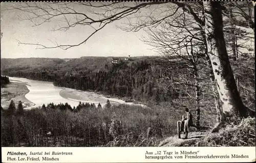 Ak Baierbrunn Oberbayern, Blick ins Isartal, Fluss, Wald