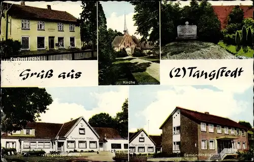 Ak Tangstedt Kreis Stormarn, Kirche, Ehrenmal, Gemeindehaus, Tangstedter Mühle, Kaufhaus