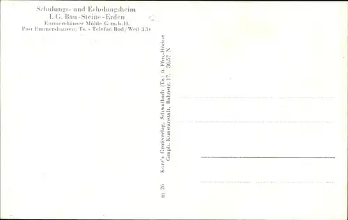 Ak Emmershausen Weilrod im Taunus, Schulungs- Erholungsheim Emmershäuser Mühle, IG Bau Steine Erden