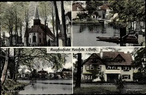 Ak Reinfeld in Holstein, Kirche, Herrenteich, Rathaus, Erholungsheim