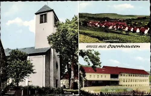 Ak Ovenhausen Höxter in Nordrhein Westfalen, Kirche, Schule, Gesamtansicht