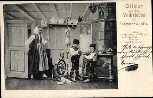 Ak Schwarzwälder Trachten, Volksleben, Spinnrad