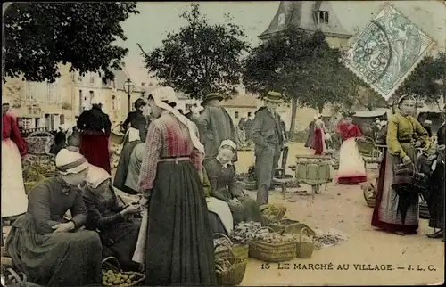 Ak Le Marche au Village, Handel, Markt, Stände