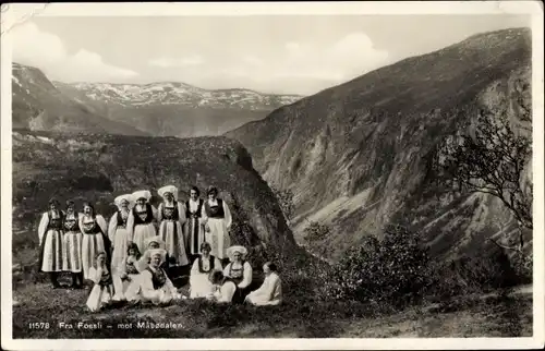 Ak Fra Fossli, Frauen in norwegischen Volkstrachten