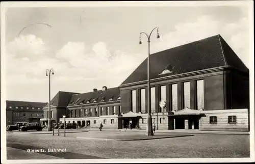 Ak Gliwice Gleiwitz Oberschlesien, Bahnhof