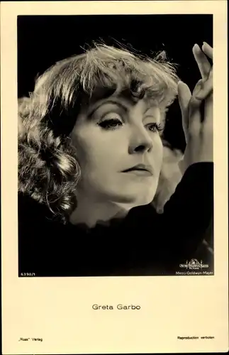 Ak Schauspielerin Greta Garbo, Portrait