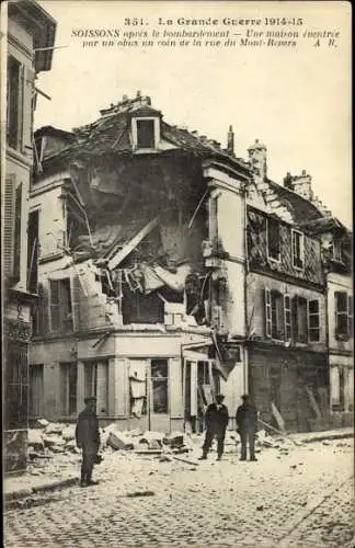 Ak Soissons Aisne, Apres le bombardement, Une Maison, Kriegszerstörungen I.WK