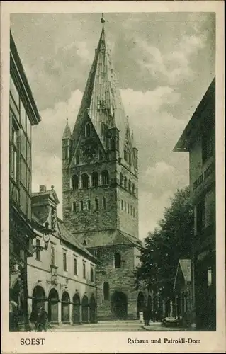 Ak Soest in Westfalen, Rathaus und Patrokli Kirche