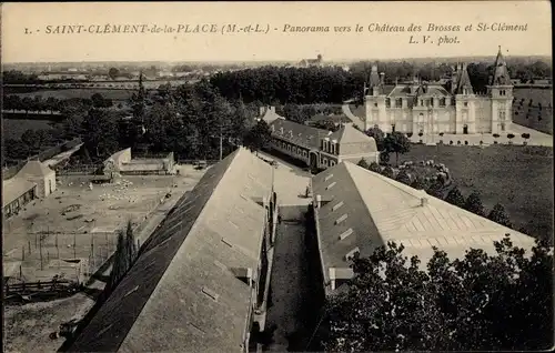 Ak Saint Clément de la Place, Panorama vers le Château des Brosses