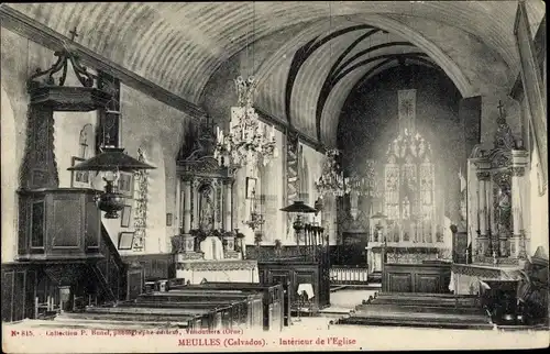 Ak Meulles Calvados, Interieur de l'Eglise