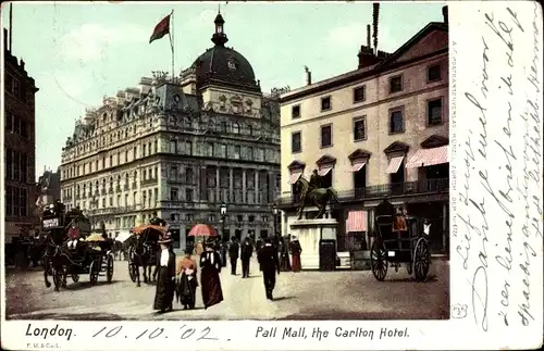 Ak London City England, Pall Mall, the Carlton Hotel