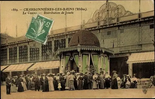 Ak Charbonnières les Bains Rhône, Le Casino, Distribution de Jouets