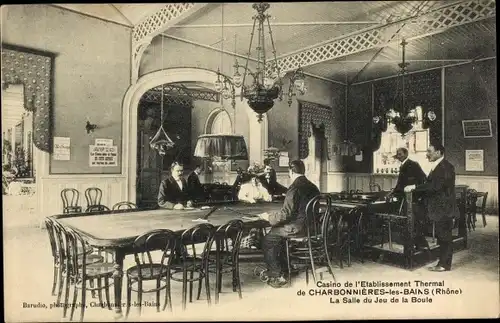 Ak Charbonnières les Bains Rhône, Casino de l'Etablissement Thermal, La Salle du Jeu de la Boule