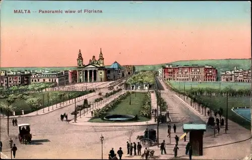 Ak Floriana Malta, Panoramic view, Stadtgarten