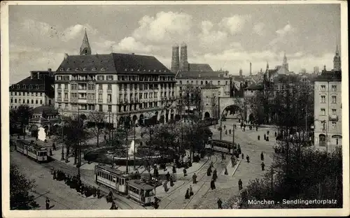 Ak München, Sendlinger Tor Platz, Straßenbahnen