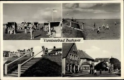 Ak Nordseebad Burhave Butjadingen Wesermarsch, Strandpartie, Straßenansicht