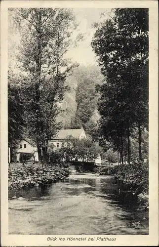 Ak Iserlohn Hönnetal, Blick ins Tal bei Platthaus, Flusslauf