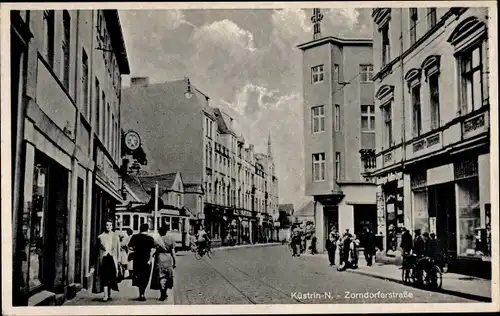 Ak Kostrzyn nad Odrą Cüstrin Ostbrandenburg, Zorndorfer Straße, Geschäfte