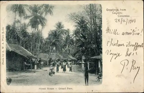 Ak Colombo Sri Lanka, Street scene, Grand Pass, Menschen