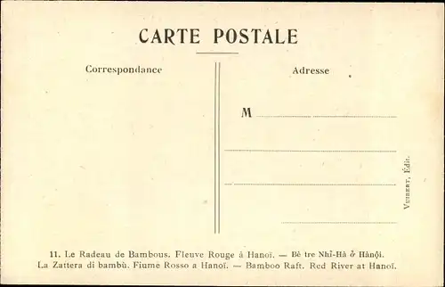 Künstler Ak Hanoi Vietnam, Le Redeau de Bambous, Fleuve Rouge