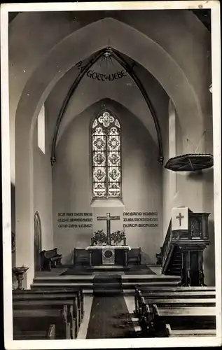 Ak Niedernhausen Fischbachtal im Odenwald, Altar der ev. Kirche 