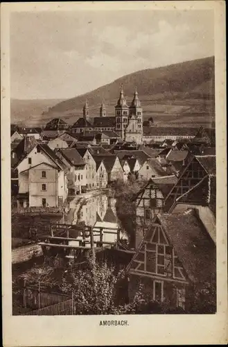 Ak Amorbach im Odenwald Unterfranken, Stadtpanorama, Kirche