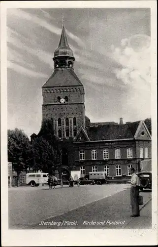 Ak Sternberg in Mecklenburg, Kirche, Postamt