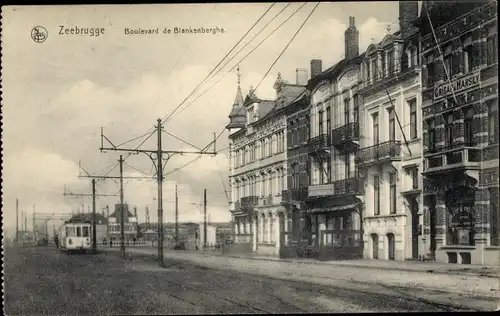 Ak Zeebrugge Westflandern, Boulevard de Blankenberghe, tramway