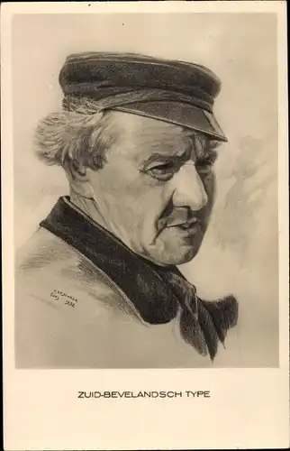 Künstler Ak F. de Soomer, Zuid Bevelandsch Type