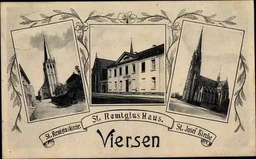Ak Viersen in Nordrhein Westfalen, St. Remigius Kirche, St. Josef Kirche, St. Remigius Haus