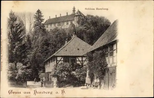 Ak Herzberg am Harz, Blick zum Schloss