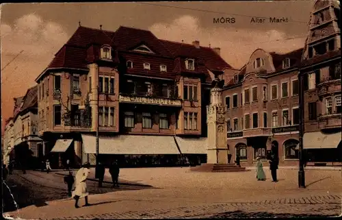 Ak Moers am Niederrhein, Alter Markt, Handlung Carl Schultze