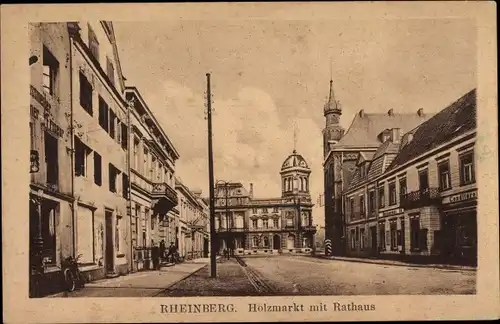 Ak Rheinberg am Niederrhein, Holzmarkt, Rathaus, Konditorei, Friseur