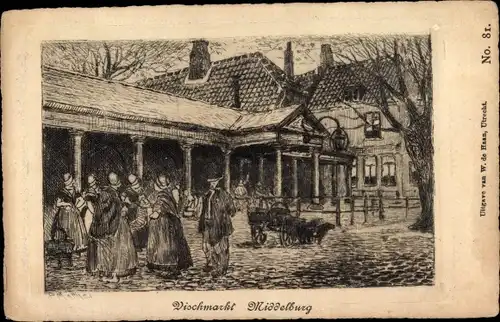 Ak Middelburg Zeeland Niederlande, Vischmarkt, Fischmarkt