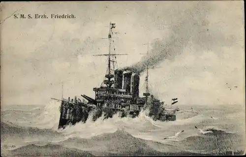 Ak Österreichisches Kriegsschiff, SMS Erzherzog Friedrich, Linienschiff