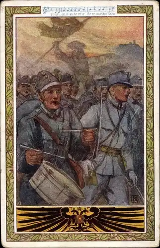 Ak KuK Kaiserjäger, Soldaten, Trommler, Deutscher Schulverein 641