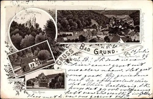 Vorläufer Litho Bad Grund im Harz, Hübichenstein, Wichmannsbucht, Villa Römer