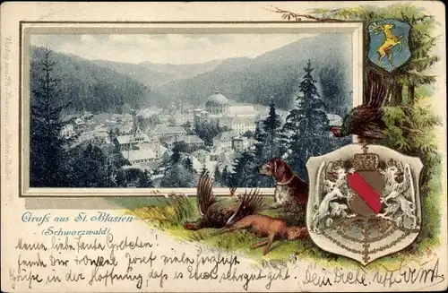 Präge Wappen Ak St. Blasien im Schwarzwald, Gesamtansicht des Ortes