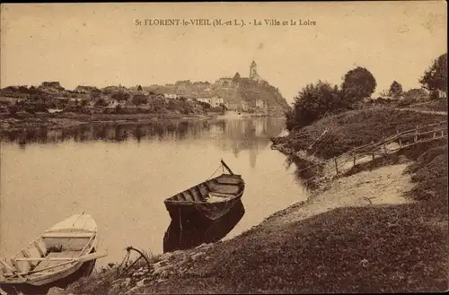 Ak Saint Florent le Vieil Maine et Loire, La Ville, La Loire