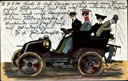 Künstler Litho Auto, Chauffeur, Offizier