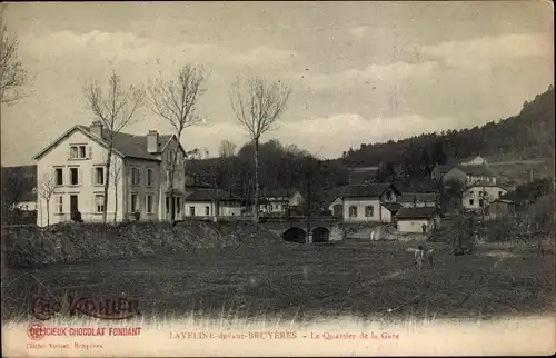 Ak Laveline devant Bruyères Vosges, Le Quartier de la Gare